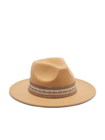 NY & Co Women's Woven-Band Panama Hat - Fame Accessories Tan | New York & Company