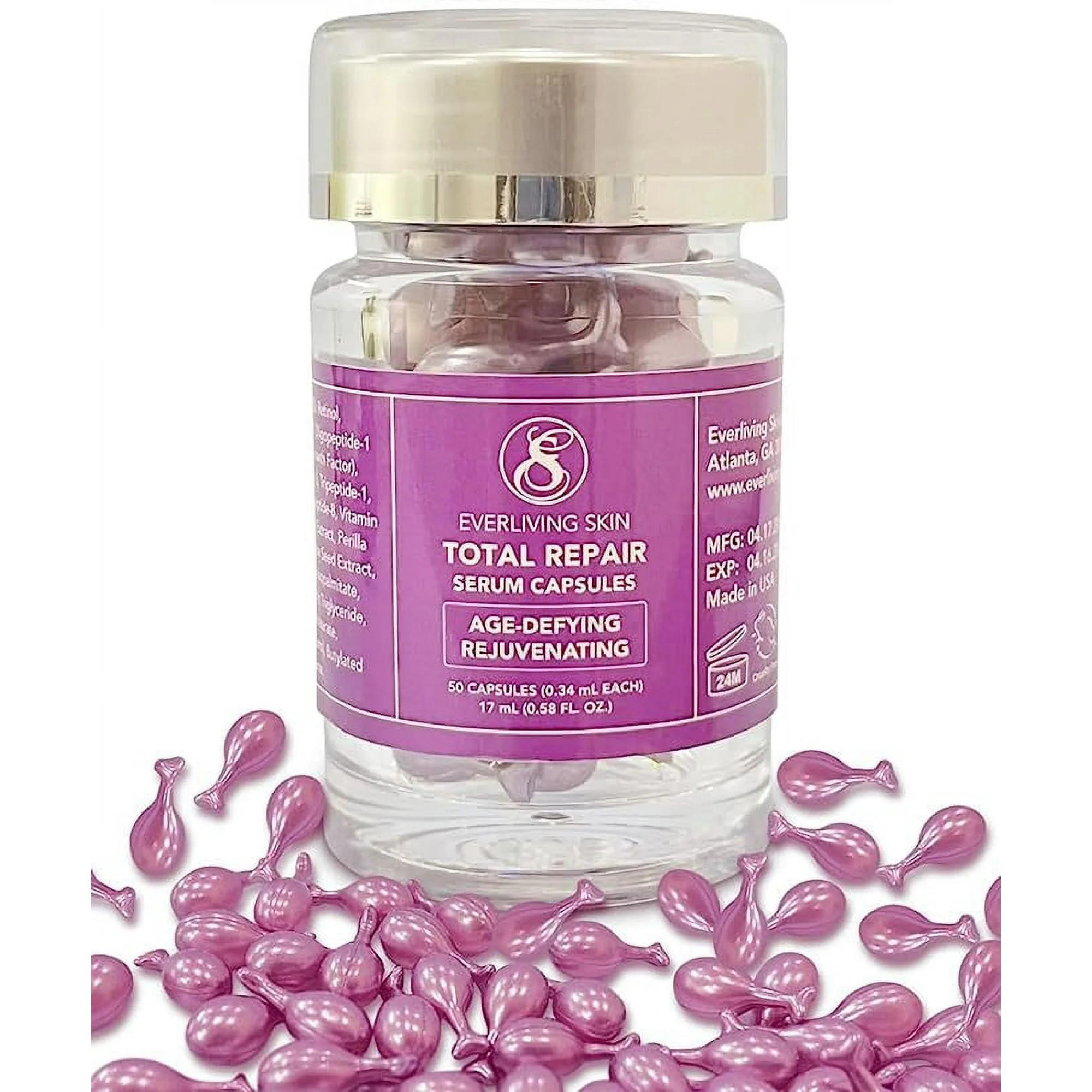 Everliving Skin Retinol & Ceramides Anti-Aging Facial Serum Capsules (50 Count) for Lines & Wrink... | Walmart (US)