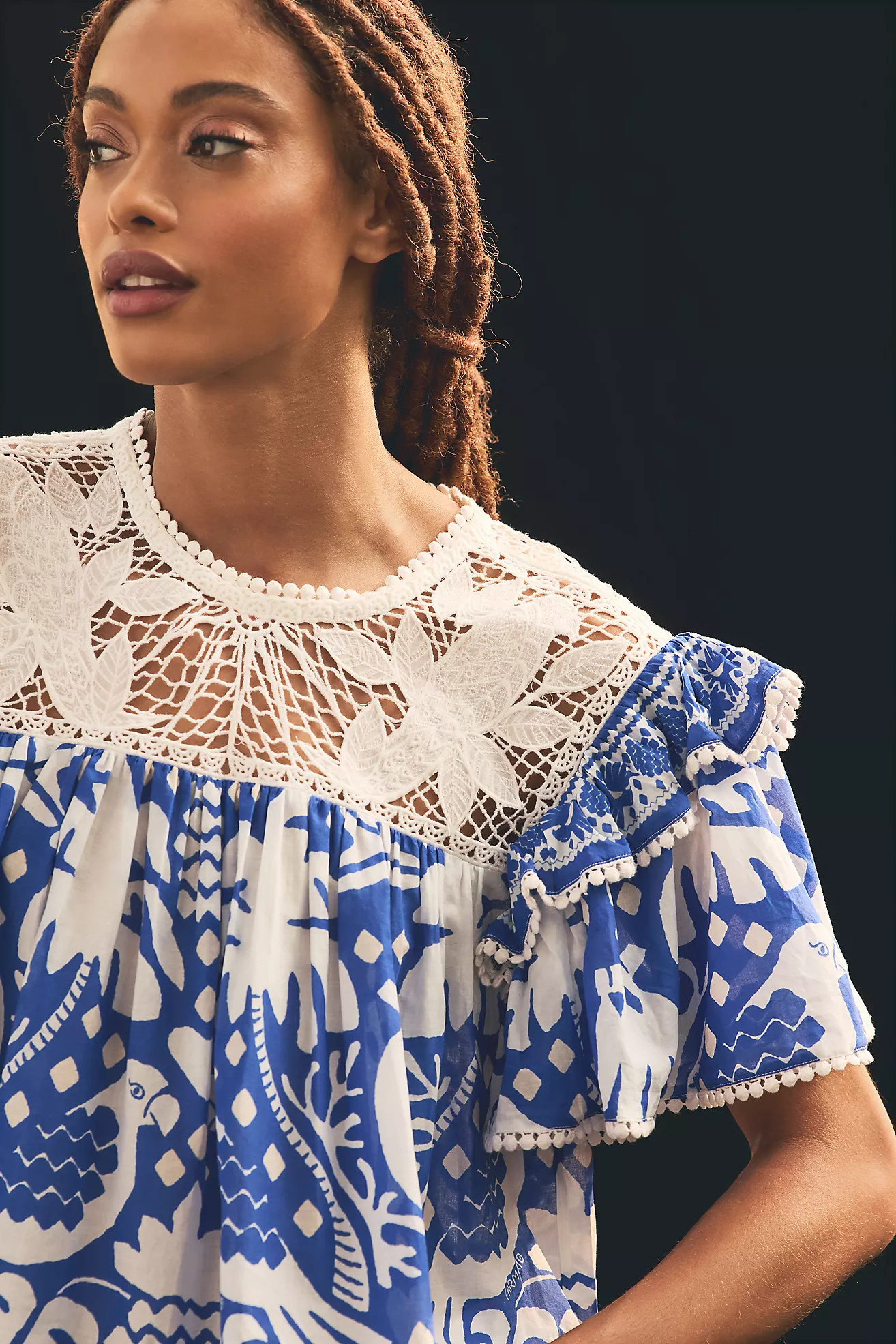 Farm Rio x Anthropologie Ruffled Crochet Blouse | Anthropologie (US)