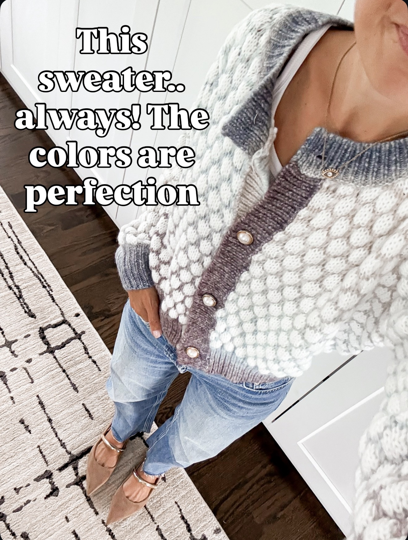 The coziest textured cardigan 🤍💜 The colors are even prettier in person! Wearing my true size — such a good throw-on with denim. 

#LTKootd #LTKOver40 #LTKFindsUnder50