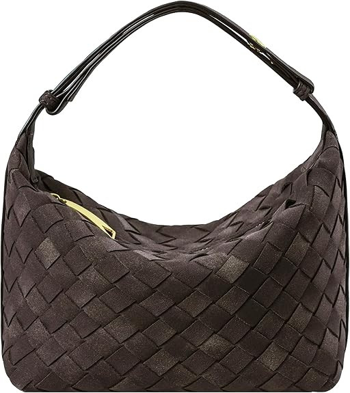 Suede Leather Handbag for Women, Leather Woven Bag, Small Clutch Bag Suede Handbag, Underarm Purs... | Amazon (US)
