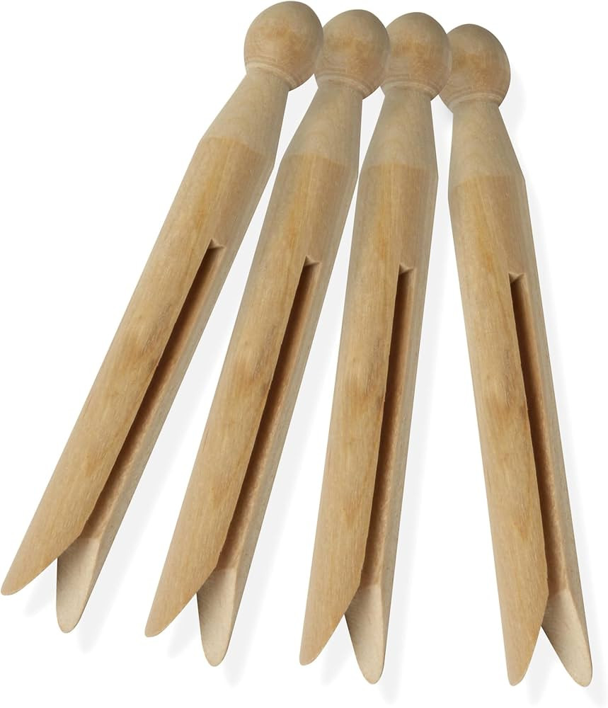 Honey-Can-Do 100 Pack Round Birch Wood Clothespins, Durable Wood Clips For Hanging Clothes, Pins,... | Amazon (US)