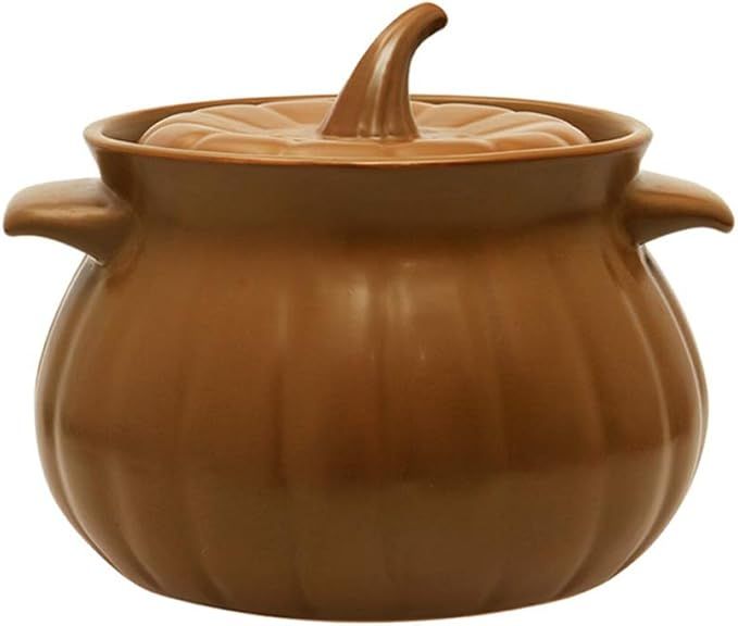 Casserole Dish,Ceramic Casserole Dish with Lid,Creative Pumpkin Shaped Ceramic Soup Pot Open Flam... | Amazon (US)