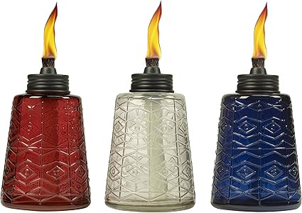 TIKI Brand 6-Inch Molded Glass Table Torch, Red White & Blue (Set of 3) | Amazon (US)
