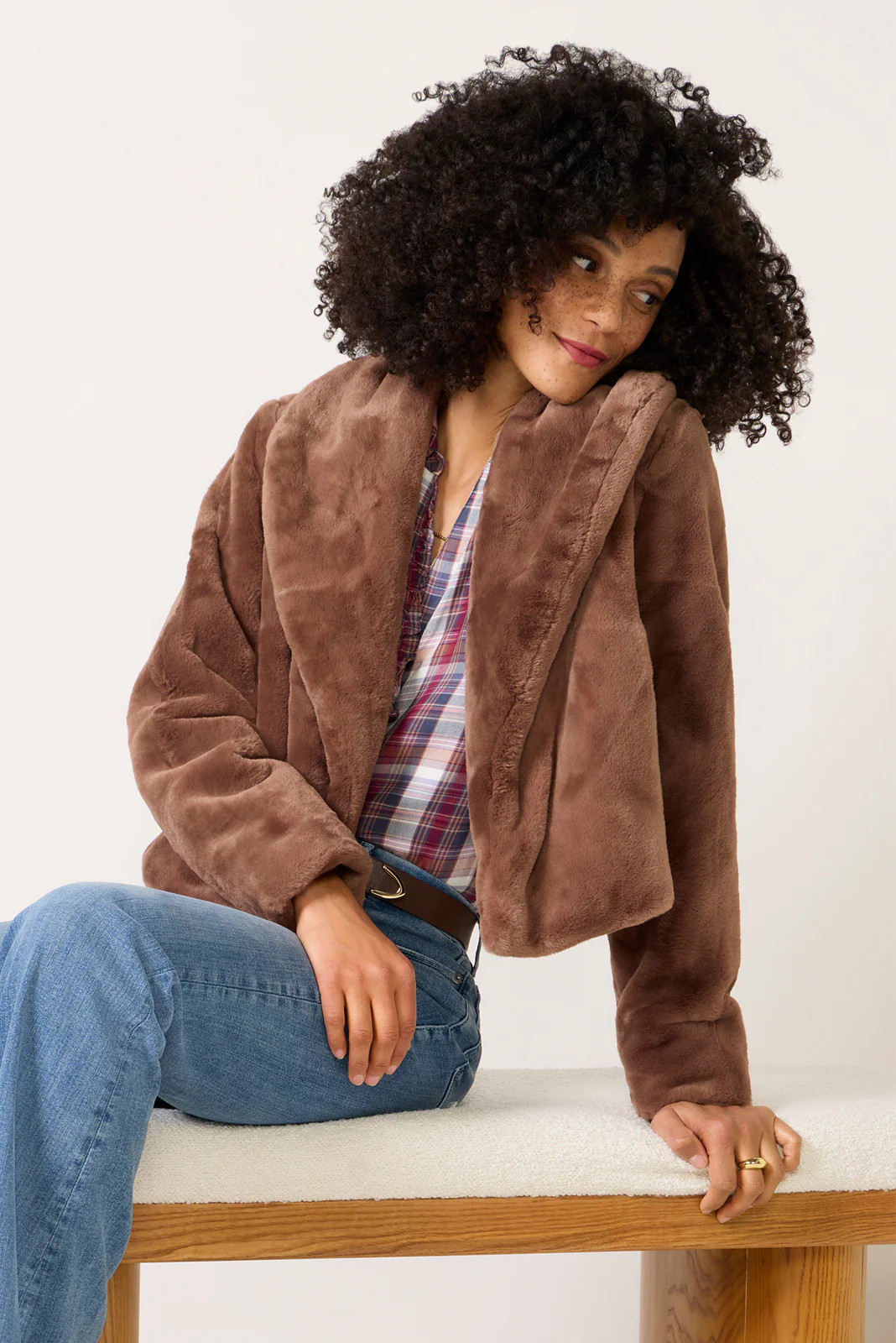 BLANKNYC Women's Faux Fur Jacket, Size Small, Brown | Evereve