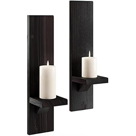 Wooden Candle Sconces for Wall Decor - Decorative Wood Wall Candle Sconce Set of 2 for Living Room K | Amazon (US)