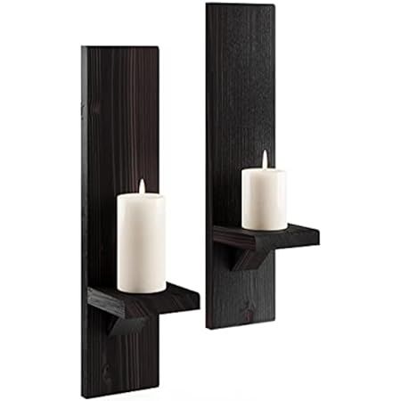 Wooden Candle Sconces for Wall Decor - Decorative Wood Wall Candle Sconce Set of 2 for Living Room K | Amazon (US)