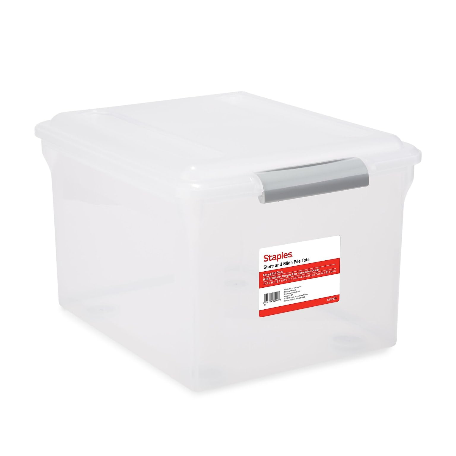 TRU RED Staples Store & Slide Hanging File Box, Latch Lid, Letter/Legal Size, Clear | Amazon (US)
