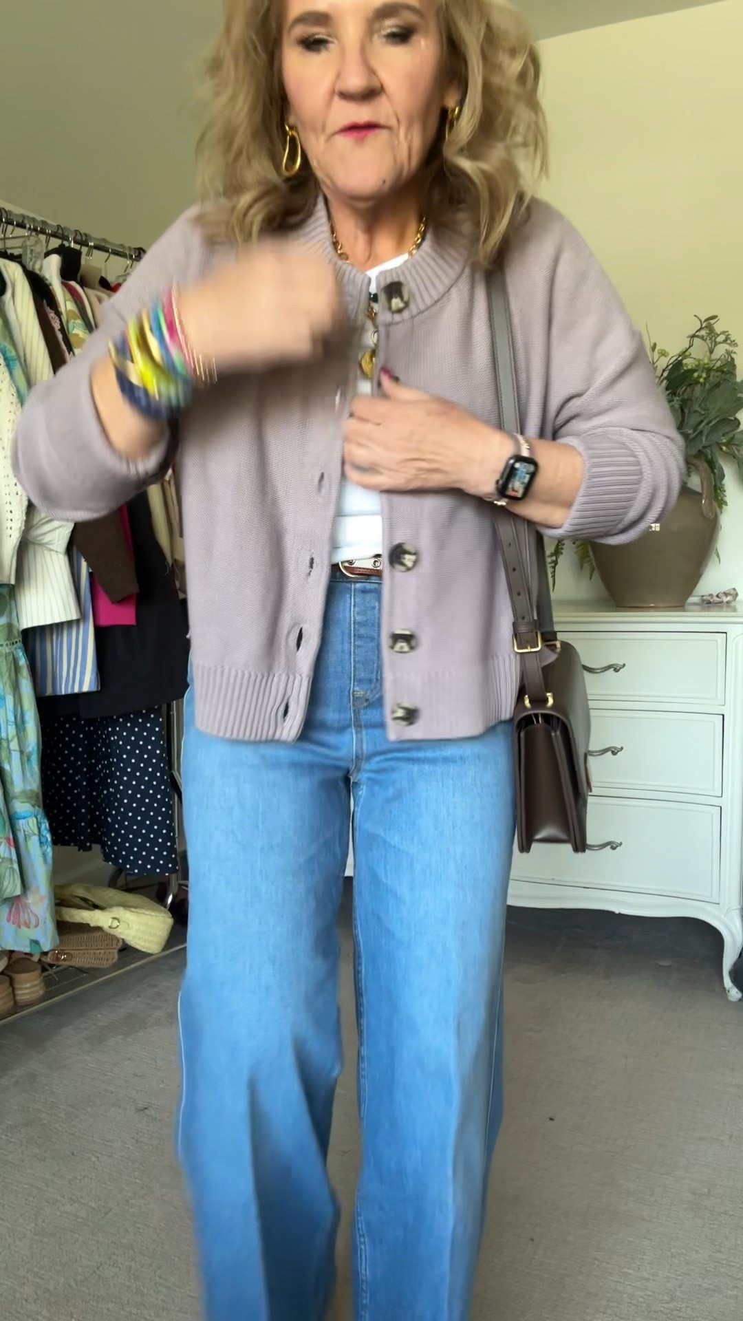 Ended up in the floral cardigan but this is so pretty and subtle. 

Cotton cardigan size medium 
White tee size 1.0
Jeans size medium petite 15% off first spanx order with code NANETTEXSPANX 

Business casual spring denim wide leg jeans 

#LTKOver40 #LTKWorkwear #LTKWatchNow