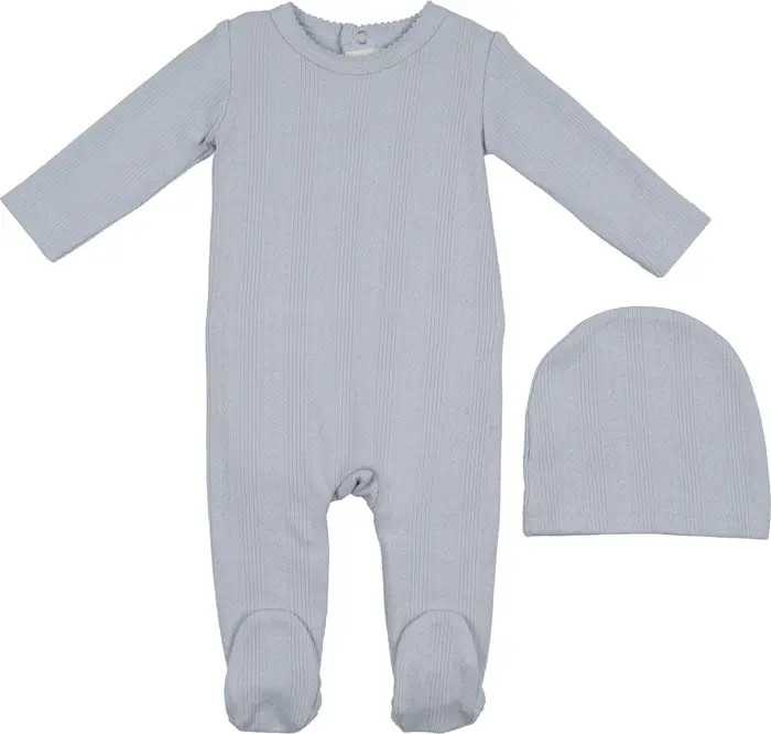 Pointelle Cotton Blend Footie & Beanie Set | Nordstrom