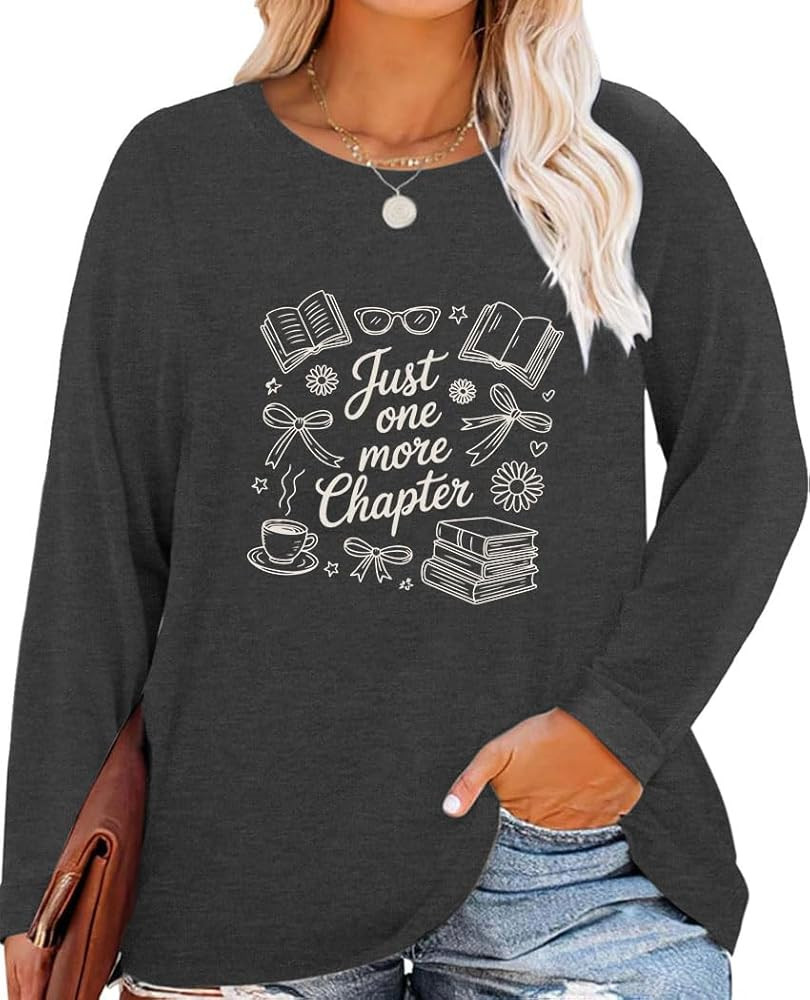 Plus Size Women Long Sleeve Flower Graphics Print Shirt Tops | Amazon (US)