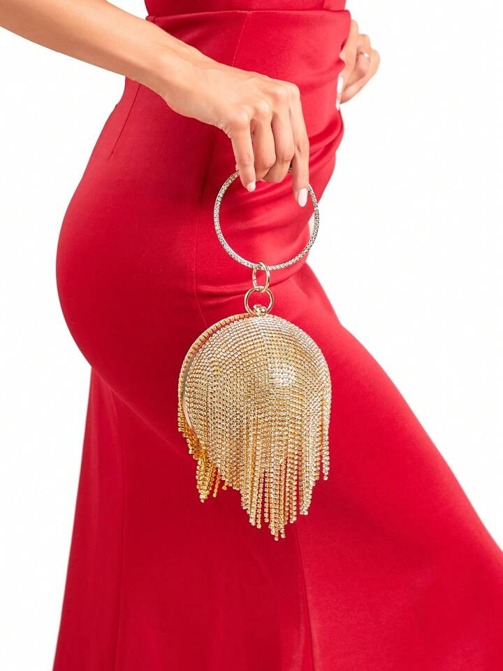 Glittering Rhinestone Tassel Ball Shaped Clutch Bag For Evening Party | SHEIN USA | SHEIN