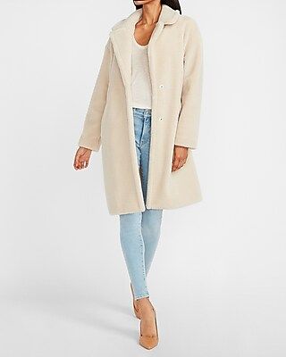 Cozy Long Sherpa Coat Women's Ivory | Express