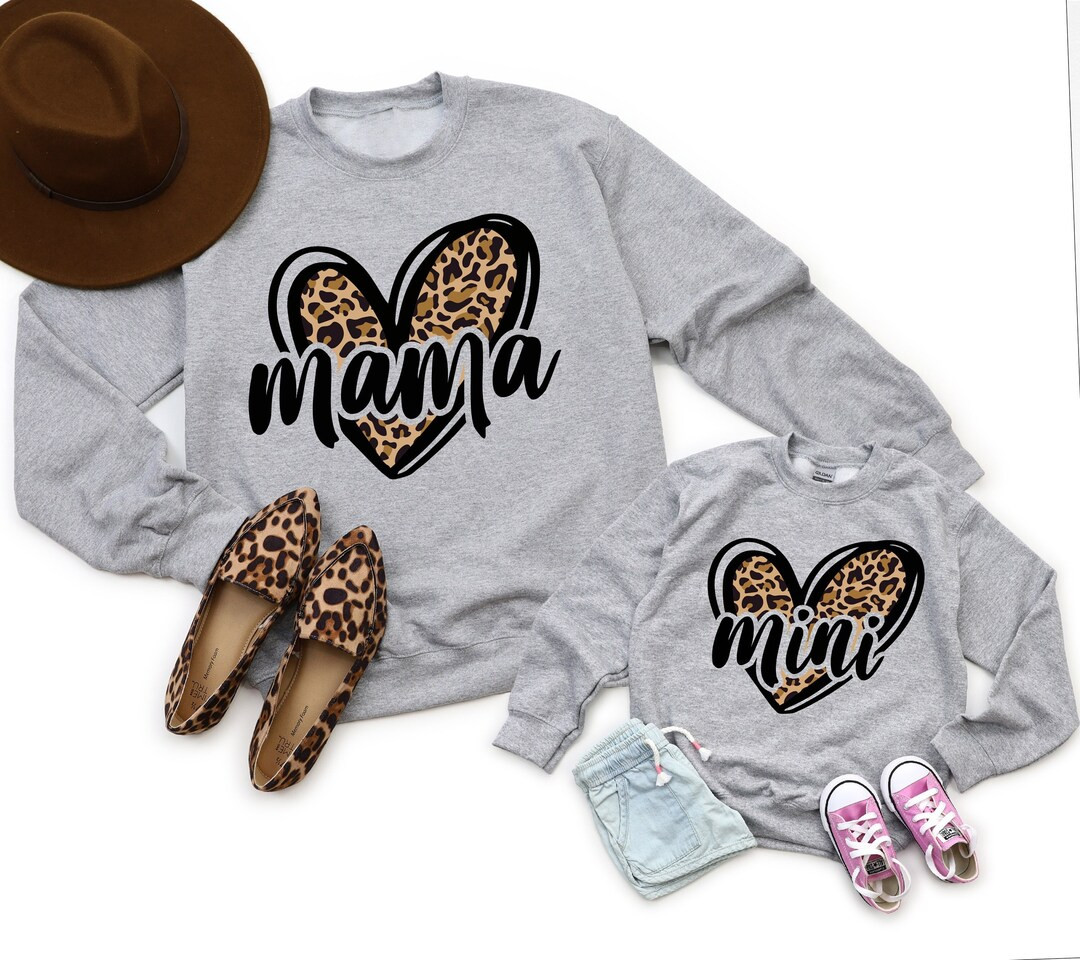 Mommy and Me Valentines Day Shirts Leopard Heart Tshirt - Etsy | Etsy (US)