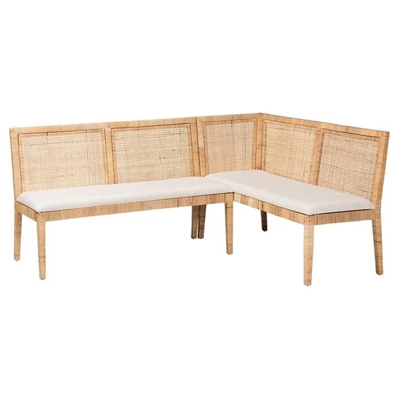 bali & pari Kalimantan Bohemian Light Honey Rattan 2-Piece Banquette Set | Walmart (US)