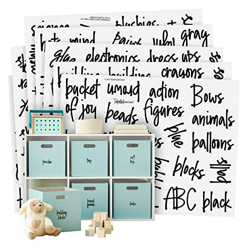 Talented Kitchen 147 Toy Labels for Playroom Organization and Storage Bins, Preprinted Black Script on Clear Vinyl Stickers for Crafts, Canisters, Baskets, and Closet (Water Resistant) | Amazon (US)
