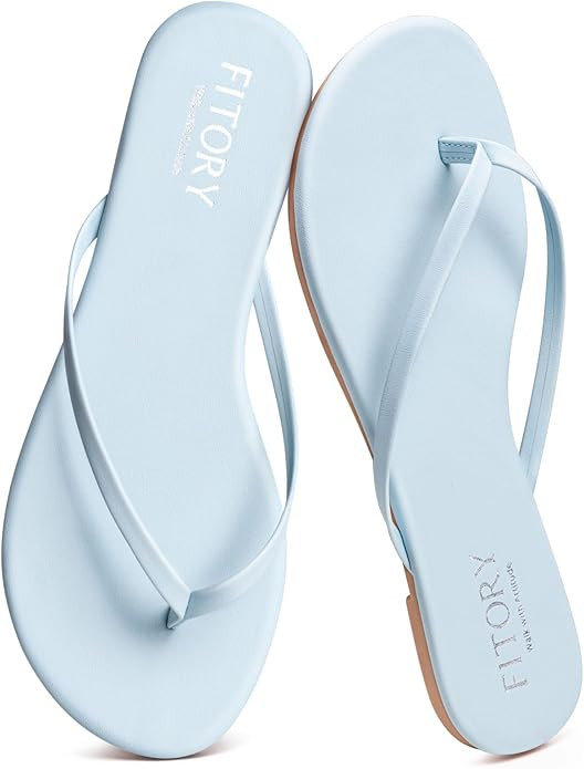 FITORY Women’s Flip Flops, Fashion Casual Thong Walking Slide with Vegan Leather, Comfortable S... | Amazon (US)