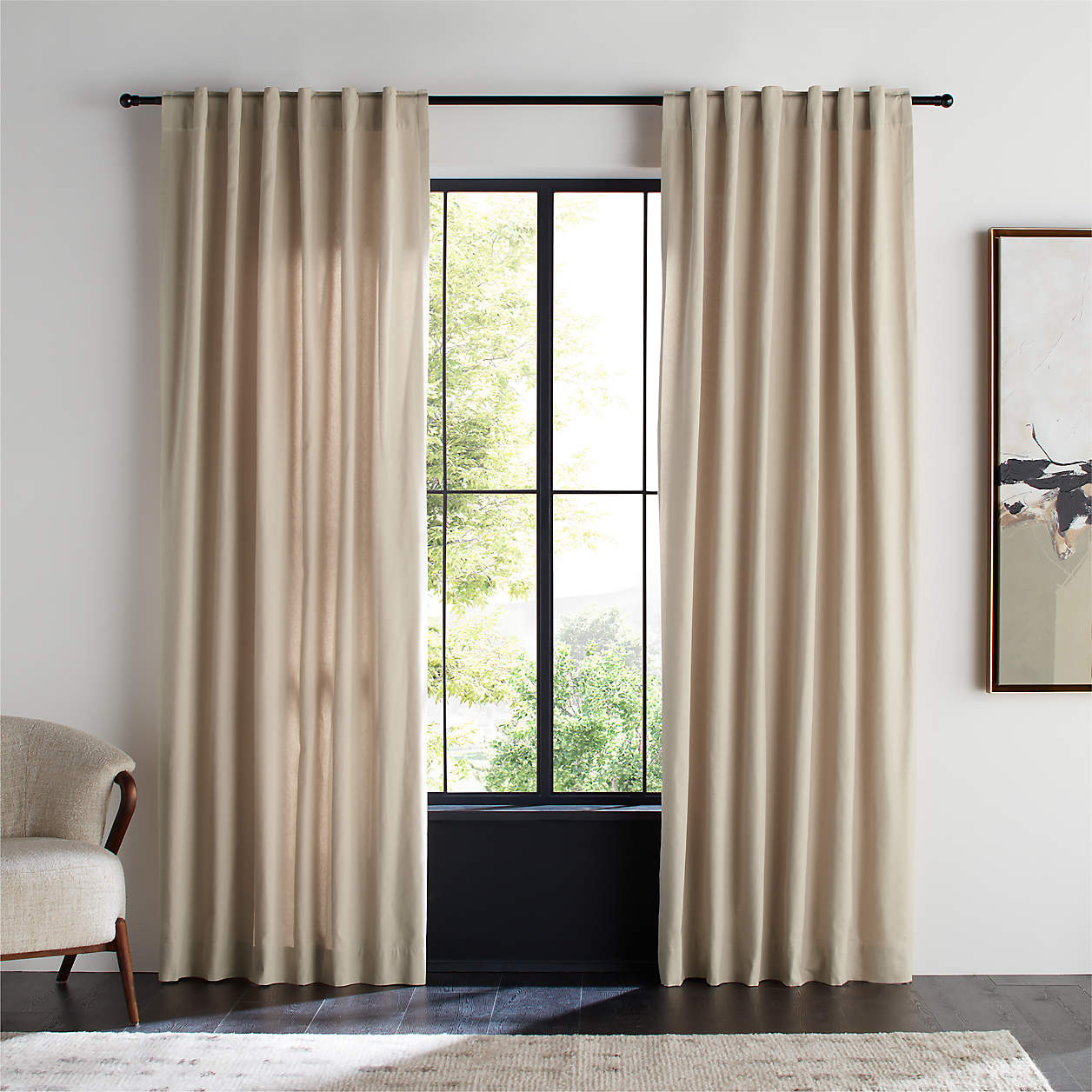 Organic Cotton Natural Taupe Window Curtain Panel 52"x84" + Reviews | Crate & Barrel | Crate & Barrel