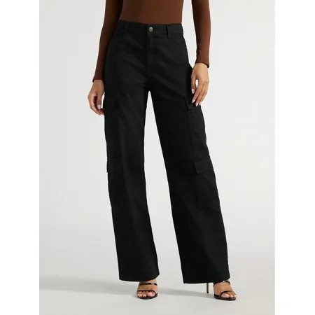 Sofia Jeans Women's Relaxed Straight Super High Rise Cargo Pants, 32.5" Inseam, Sizes 0-20 | Walmart (US)
