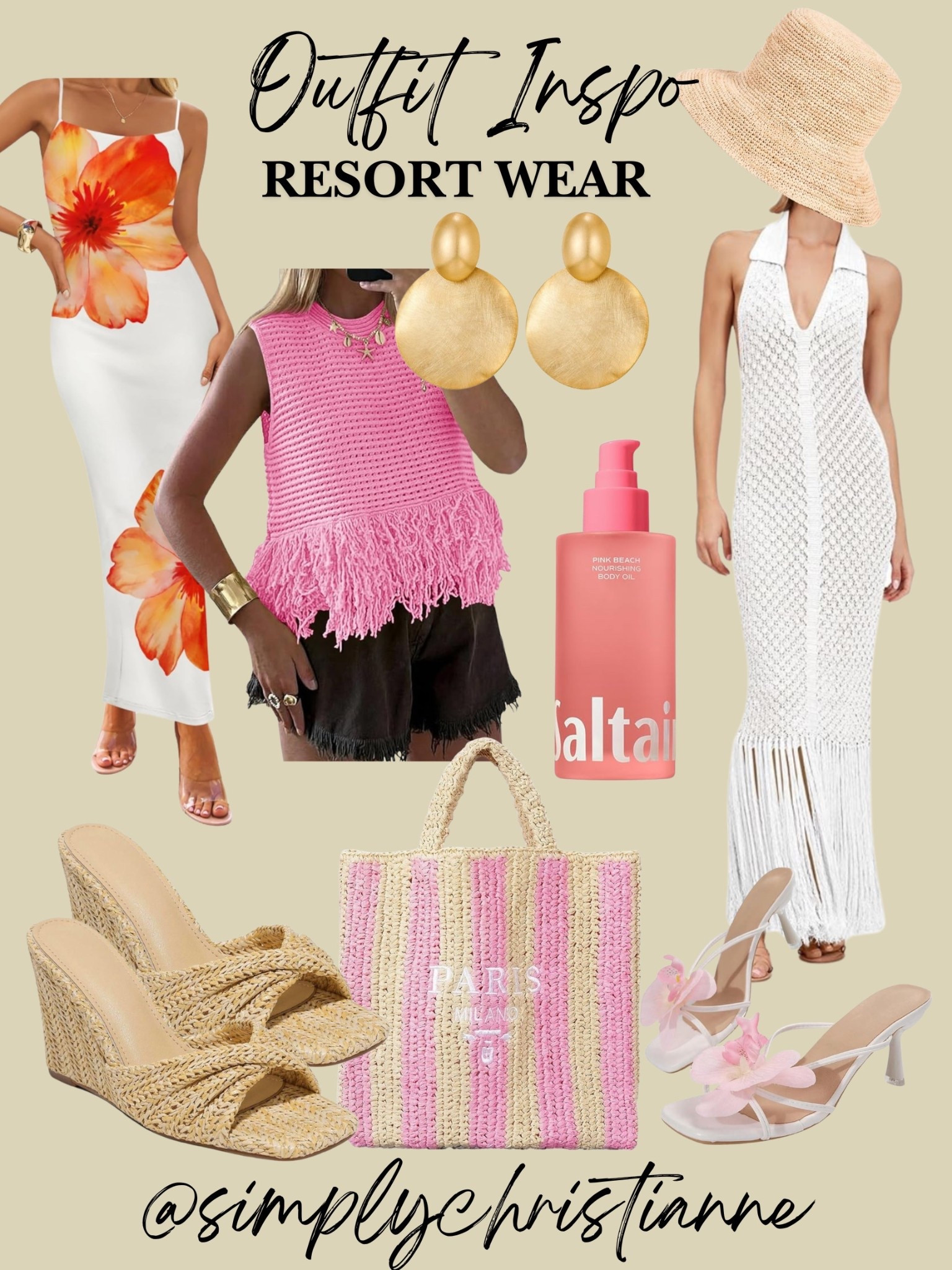 Beach vacation outfit and that pink top is on sale

#LTKootd #LTKSaleAlert