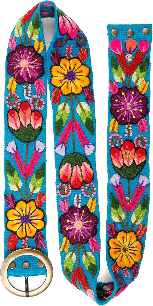 RAYMIS Embroidered Flower Belt for Women - Mexican Style Floral Belt | Amazon (US)