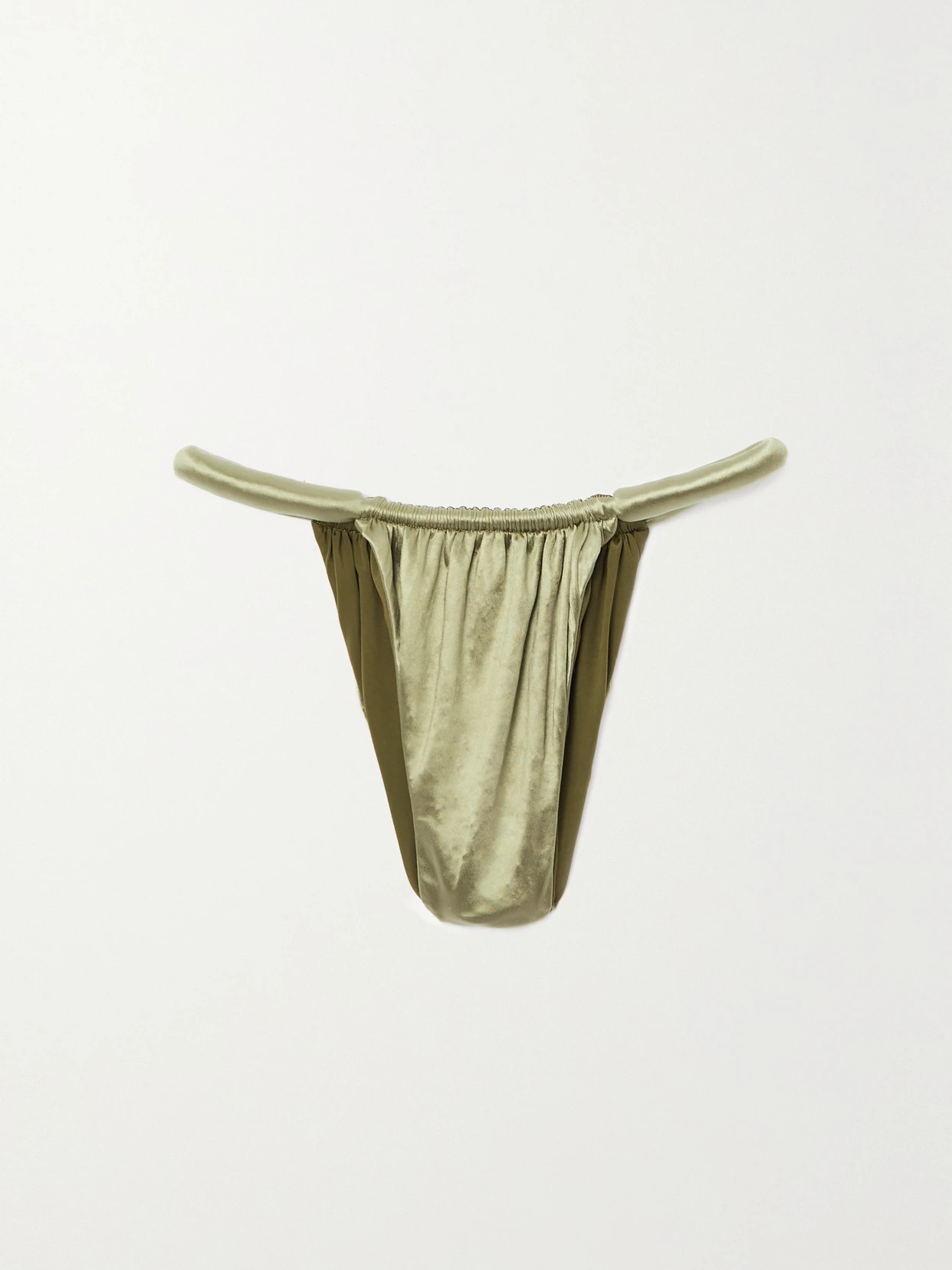 Isa Boulder - Joni Ruched Stretch-satin Bikini Briefs - Green | NET-A-PORTER (US)