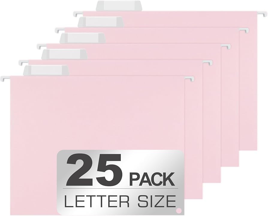 25 Packs Hanging File Folders,Cherry Pink Hanging File Folders Letter Size,Hanging Folders with 1... | Amazon (US)