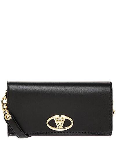 Valentino The Bold Edition VLogo Leather Wallet On Strap | Gilt & Gilt City