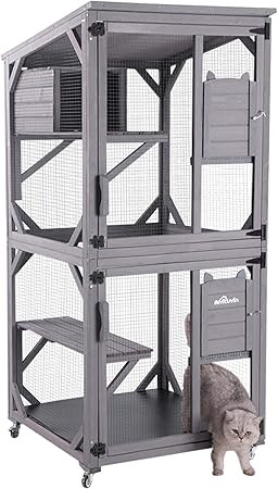 Aivituvin Outdoor Cat House Indoor Cat Cages Enclosures on Wheels,Large Kitten playpen 70.9" Upgr... | Amazon (US)
