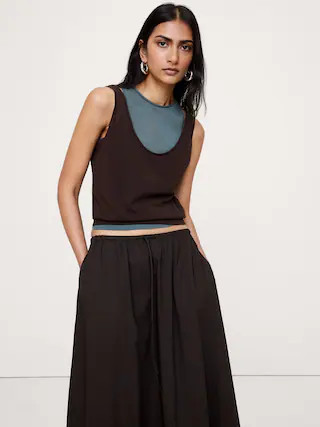 Sheer Ultra-Fine Cotton Layered Tank | Banana Republic (CA)