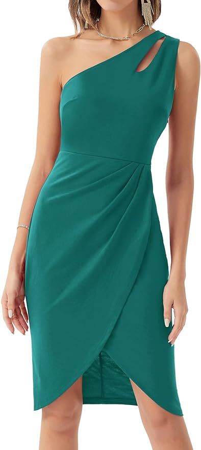 GRACE KARIN Women Sleeveless One Shoulder Irregular Hem Cocktail Party Dresses Blue-Green S at Am... | Amazon (US)