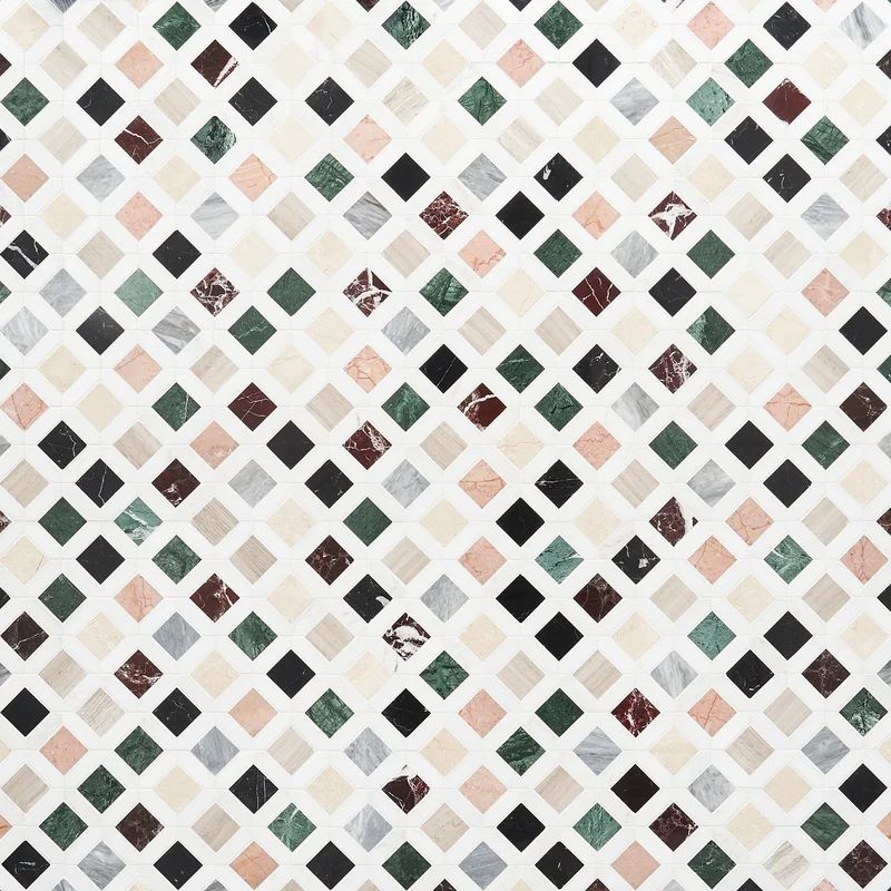 Lula Multicolor 11.92 in. x 11.92 in. Polished Marble Floor and Wall Mosaic Tile (0.98Sq. Ft. /Ea... | Wayfair North America