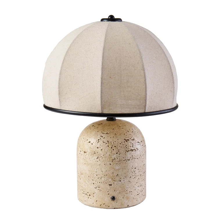 Better Homes & Gardens Rechargeable 14-Inch Stone Gourd Table Lamp with Fabric Dome Shade | Walmart (US)