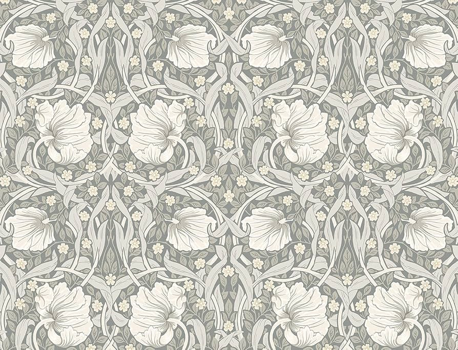 NextWall Pimpernel Floral Peel and Stick Wallpaper (Alloy Grey & Alabaster) | Amazon (US)