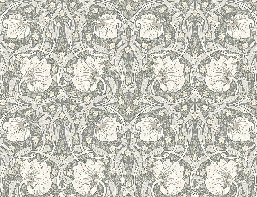 NextWall Pimpernel Floral Peel and Stick Wallpaper (Alloy Grey & Alabaster) | Amazon (US)