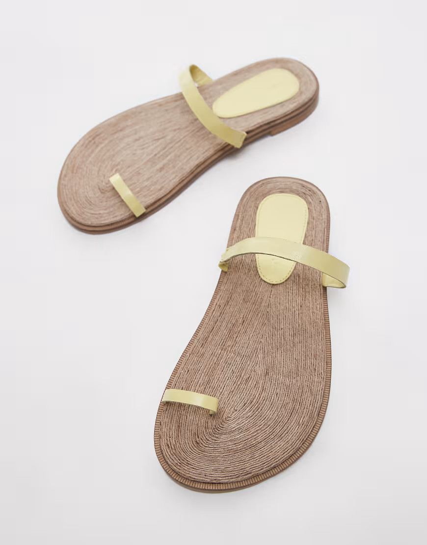 Topshop Kik real leather toe loop flat sandal in buttermilk yellow | ASOS (Global)