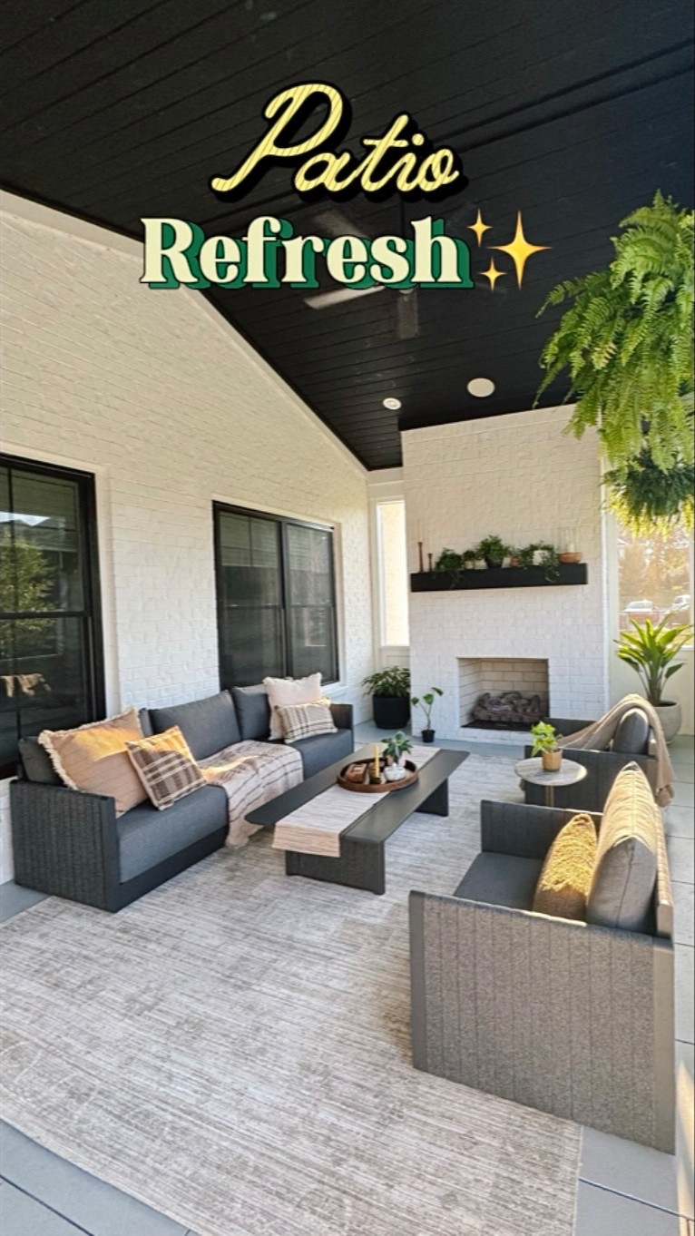 From bare to bliss 🌿🕯️ Our patio is now a little slice of heaven I can relax in (well as much as I can with a toddler 😅) 
#outdoorfurniture #sofa 