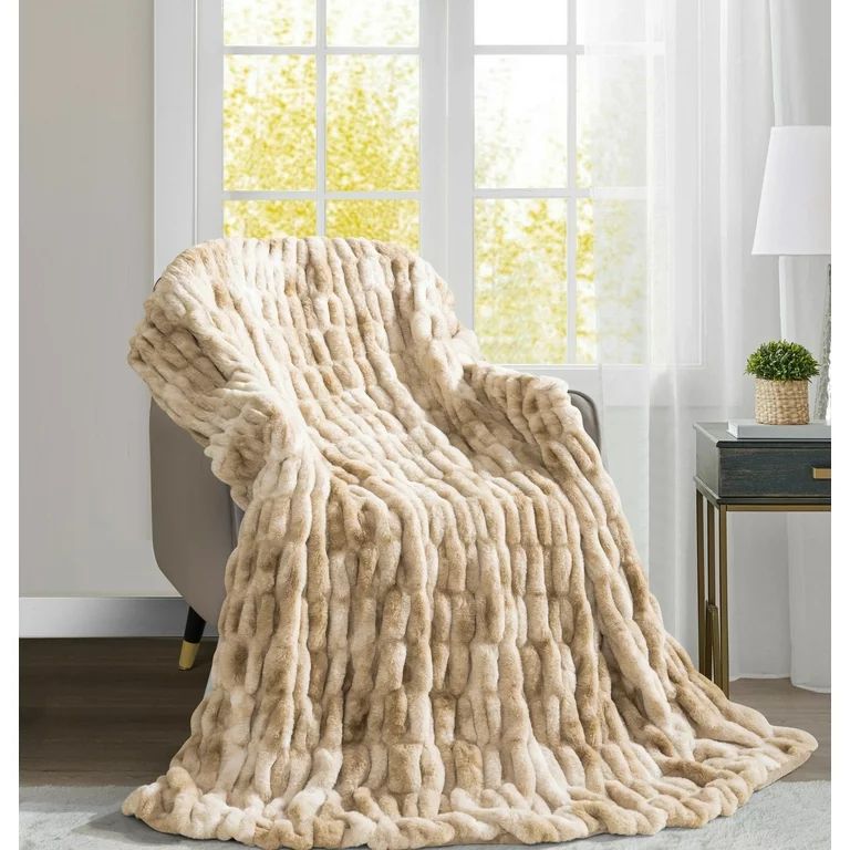 Better Homes & Gardens Polyester Faux Fur Reverse to Mink Throw, Light Brown Tie Dye, 50" x 60" -... | Walmart (US)