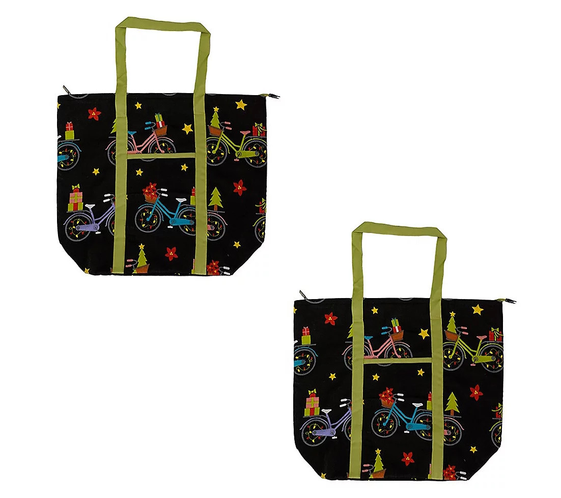 As Is Temp-tations Seasonal Set of 2 Printed Tote Bags | QVC
