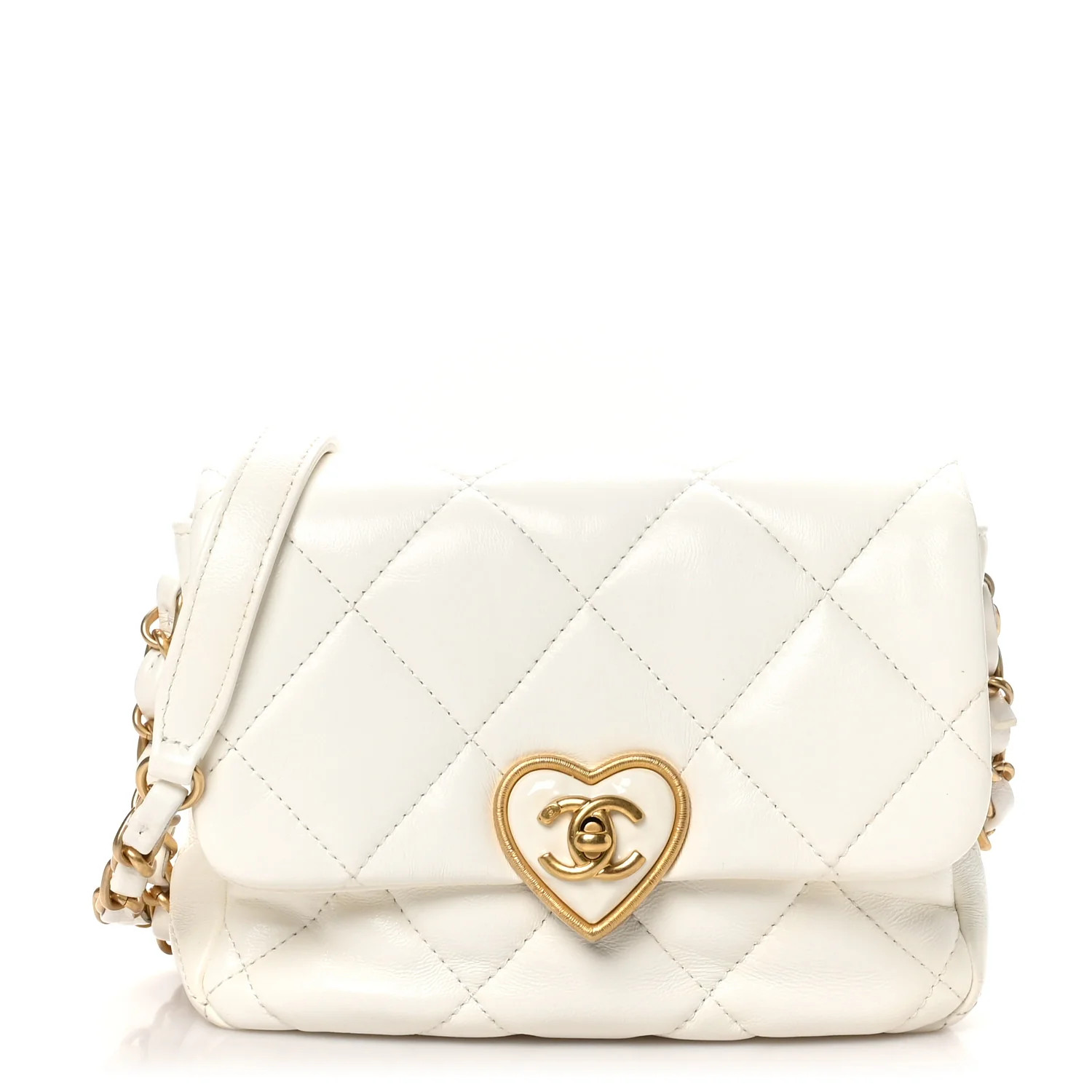 Lambskin Plexiglass Quilted Coco Love Mini Flap White | FASHIONPHILE (US)