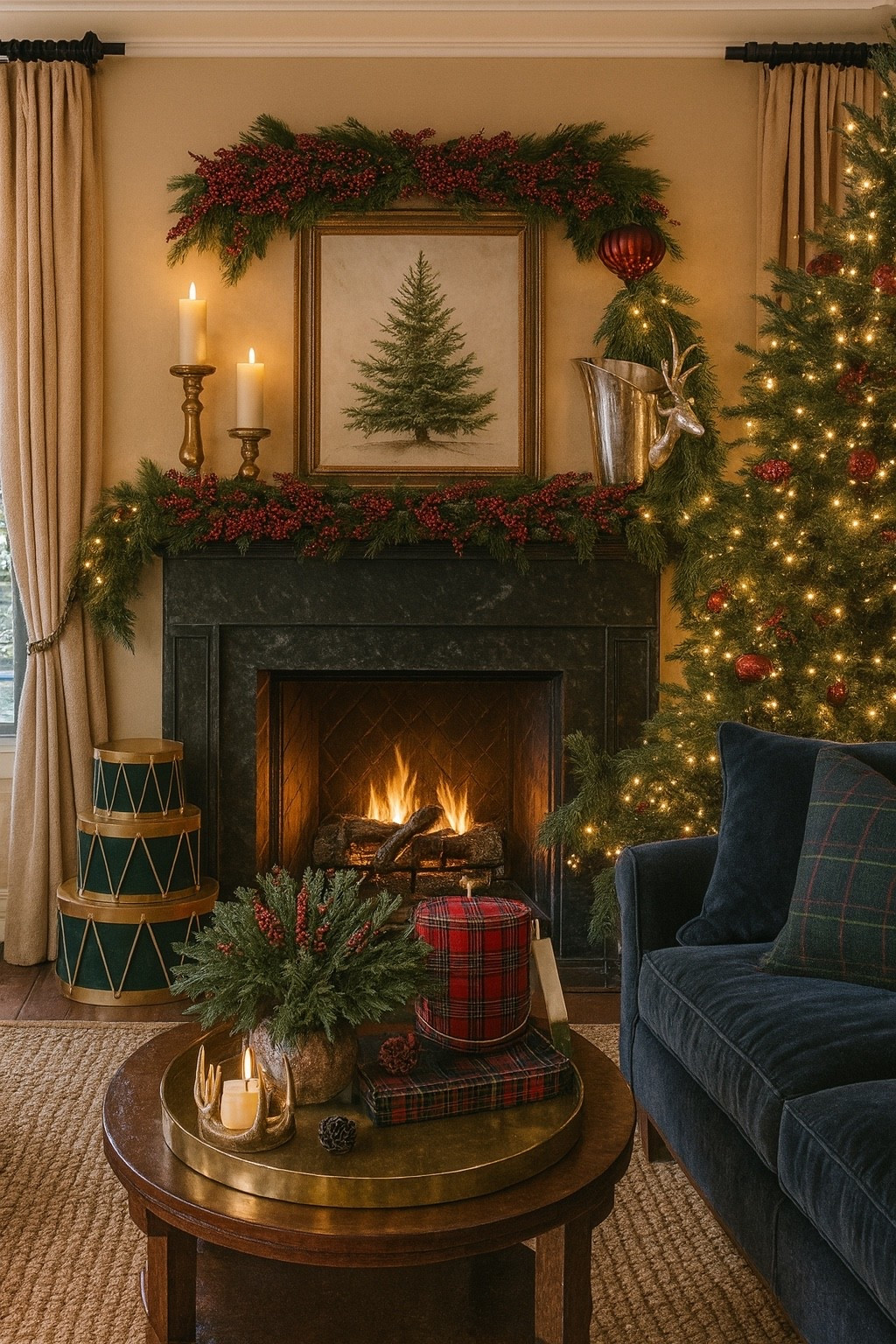 Cozy and festive Ralph Lauren style holiday living room with Amazon home Christmas decor finds  

#LTKHoliday #LTKHome #LTKSaleAlert