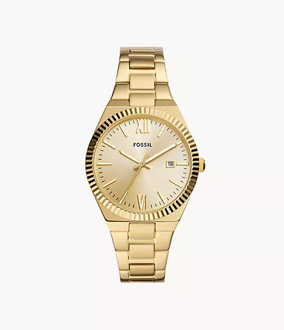 Scarlette Three-Hand Date Gold-Tone Stainless Steel Watch | Fossil (US)