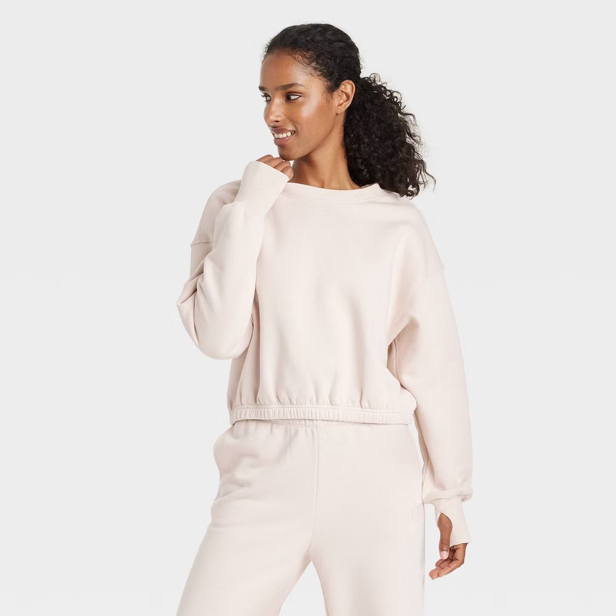 Women's Fleece Cropped Crewneck Pullover Sweatshirt - JoyLab™ | Target