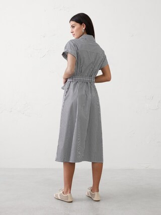 Poplin Utility Midi Shirtdress | Banana Republic Factory