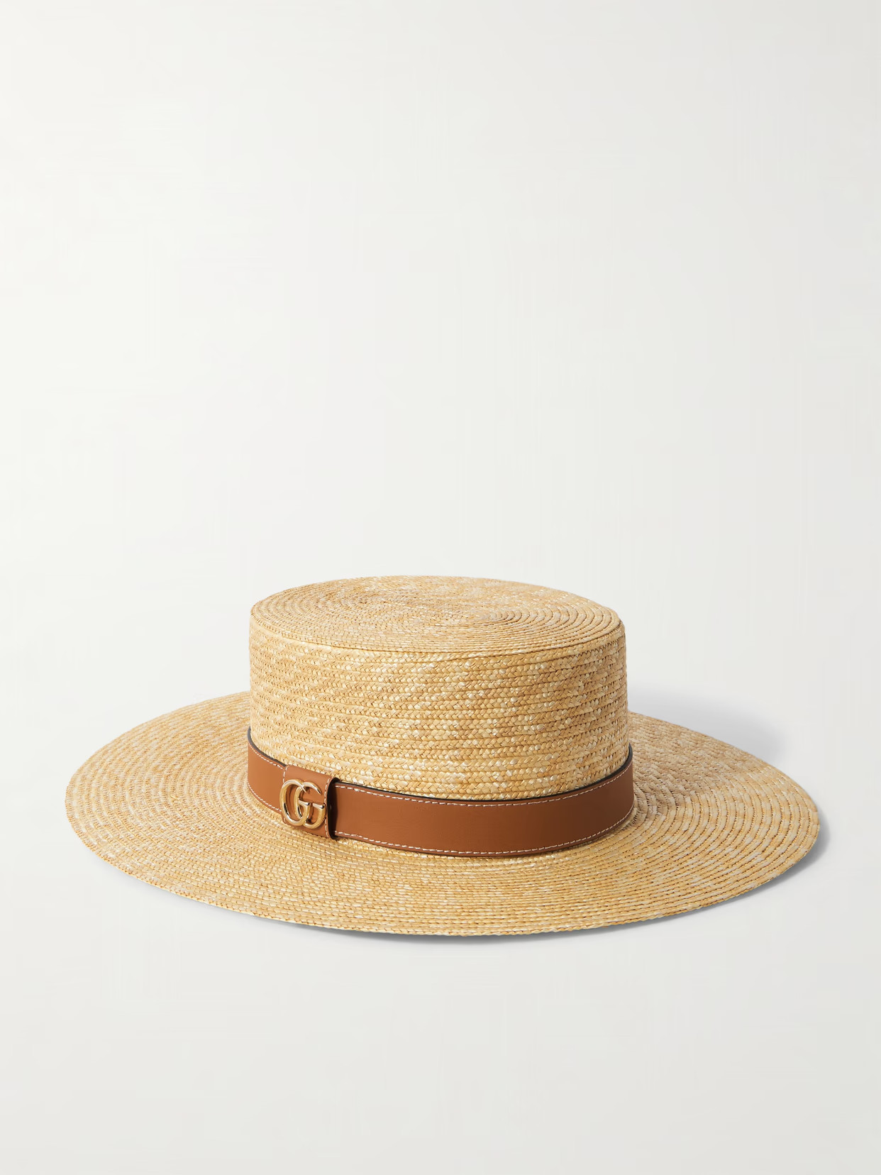 Gucci - Leather-trimmed Straw Hat - Neutrals | NET-A-PORTER (US)
