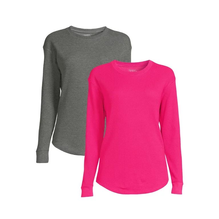 Time and Tru Women's Thermal Top with Long Sleeves, 2-Pack, Sizes XS-XXXL | Walmart (US)