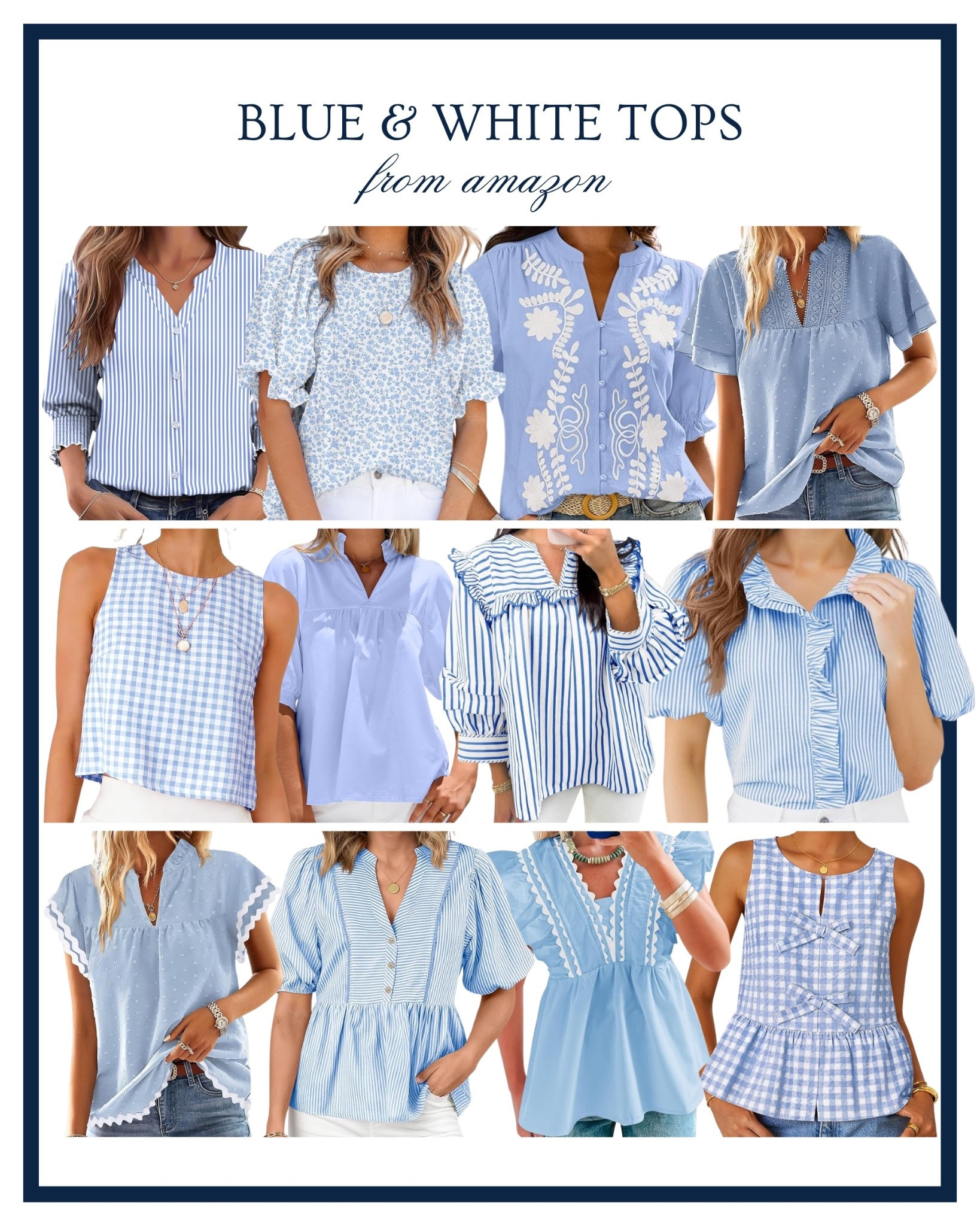 Blue and white tops from Amazon 🩵🤍 Amazon style, Amazon fashion, coastal style, coastal grandmother style, coastal granddaughter style