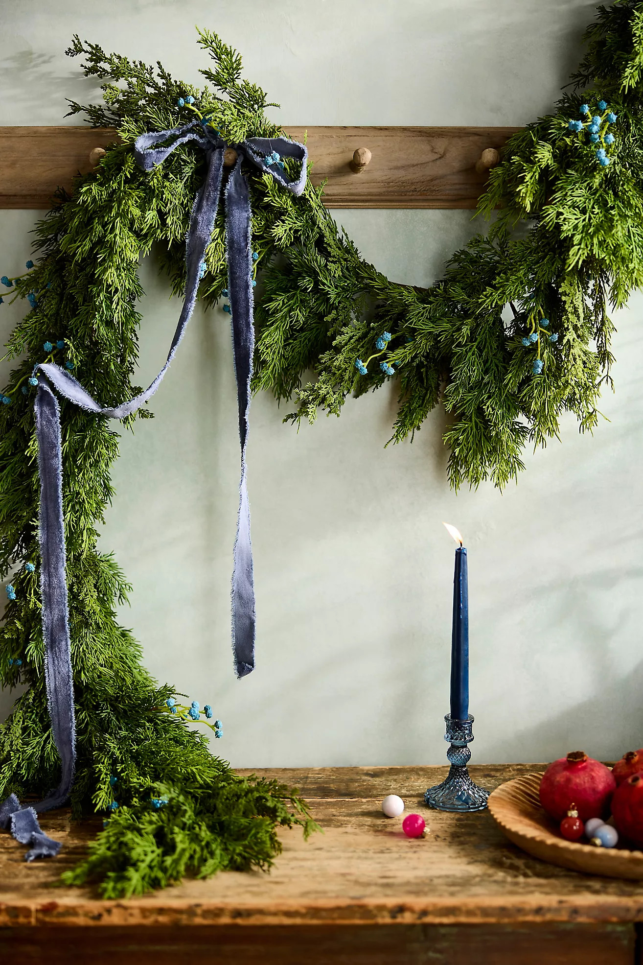 Faux Blue Berries Evergreen Garland, 108” | Anthropologie (US)