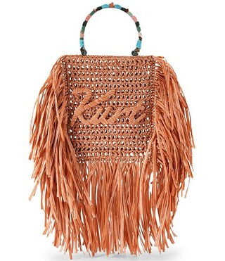 Kurt Geiger London Kurt Mini Woven Beaded Handle Fringe Tote Bag | Dillard's | Dillard's