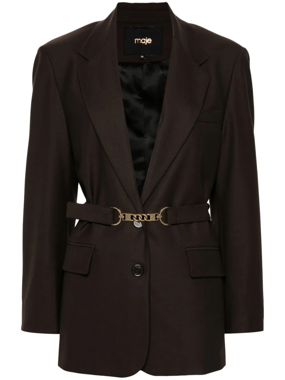 Maje Belted Blazer | Brown | FARFETCH AU | Farfetch Global